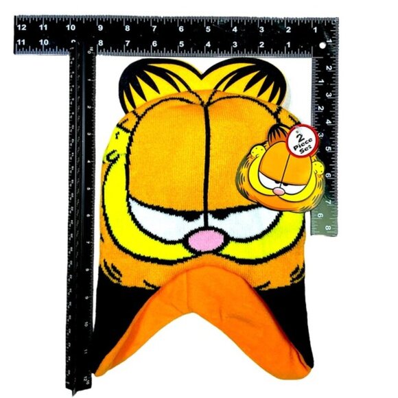 Garfield Hat Gloves Knit Set Nickelodeon Black Orange NEW Unisex Kids One Size - Picture 4 of 16
